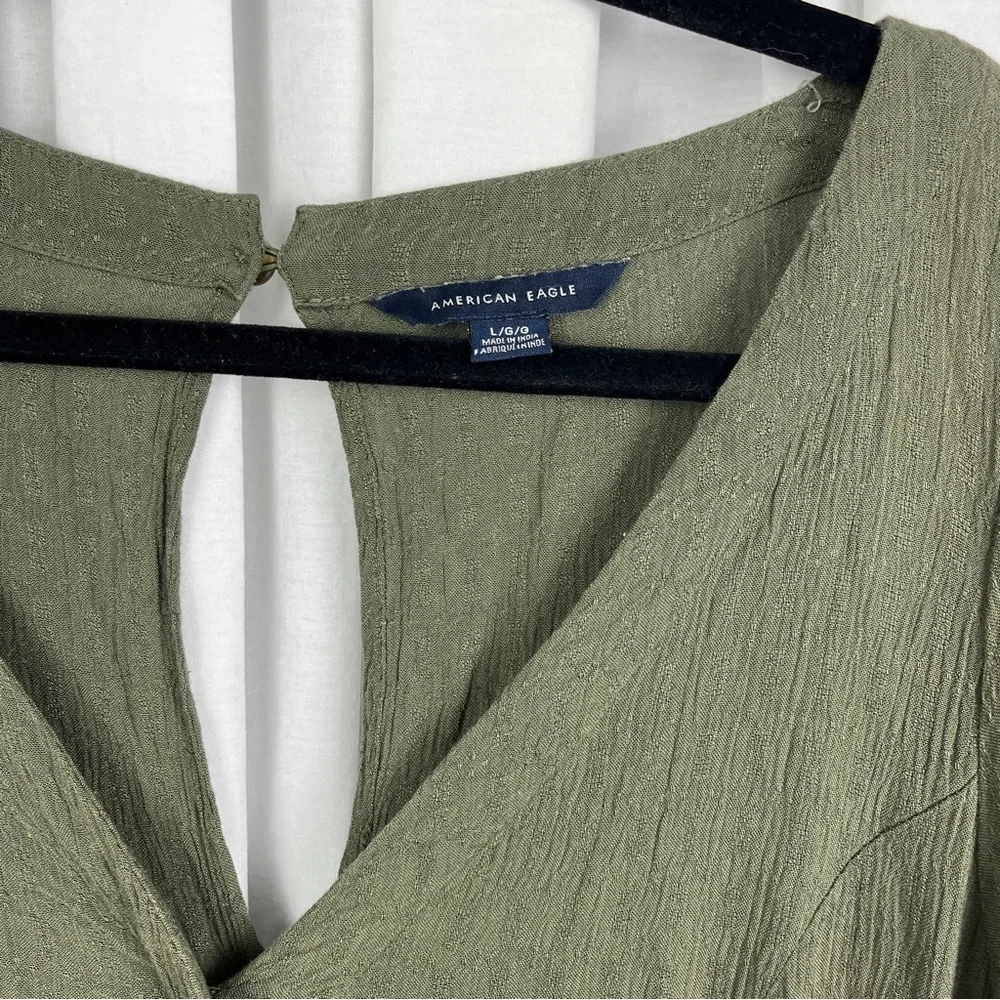 American Eagle Khaki Green Fit and Flare Dress Size Large - Picture 2 of 6